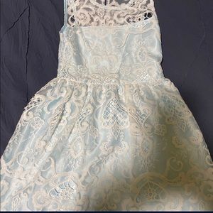 Girls size 7 powder blue dress with lace on top
